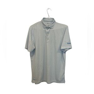 Johnnie O Polo Shirt Men’s Medium Geometric Polyester Stretch UPF 50 Golf Casual